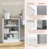 A split image showing a white bookshelf on the left and marketing comparisons on the right. Podgląd zdjęcia produktu