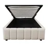 An open storage bed frame with a beige upholstered base and a slatted mattress support system. Náhľad obrázku produktu