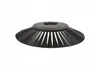 A close-up view of a round, black broom head with stiff bristles, mounted on a gray plastic base. Produktbild-Vorschau