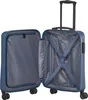 An open blue suitcase with straps and wheels. Náhľad obrázku produktu