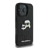 A black iPhone case with a Karl Lagerfeld monogram pattern and a Karl and Choupette head pin. Anteprima dell’immagine prodotto