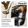 A woman is sitting in the driver's seat of a car with the door open. Text overlays describe product features. Náhľad obrázku produktu