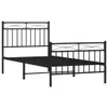 A black metal bed frame with a headboard and footboard, shown against a white background. Podgląd zdjęcia produktu