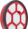 A close-up view of a round HEPA filter with a red hexagonal grid over a white filter material, set against a white background. Produktbild-Vorschau