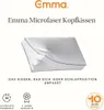 A product image for an Emma Microfiber Pillow, featuring the product and marketing text. Produktbild-Vorschau