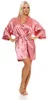 Damen Morgenmantel kurzer Kimono in Satin-Optik; Rosa XL Produktbild-Vorschau 1