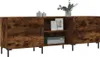 A wooden TV cabinet with two doors and an open shelf in the middle, displayed on a white background. Produktbild-Vorschau