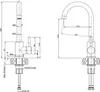 Technical drawings with dimensions of a faucet. Produktbild-Vorschau