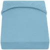 A light blue fitted sheet is shown from a slightly elevated front-facing angle, isolated on a white background. Produktbild-Vorschau