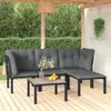 vidaXL 5-tlg. Garten-Lounge-Set Schwarz und Grau Poly Produktbild-Vorschau 2