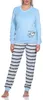 Damen Frottee Pyjama, Hose gestreift, Oberteil mit süssen Produktbild-Vorschau 1