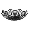 A black spiderweb-shaped fruit bowl with a spider decoration. Produktbild-Vorschau