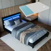 A bedroom scene featuring a bed with LED lighting and a mattress topper. Produktbild-Vorschau