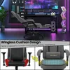 A collage of images showing a gaming chair and its features, set in a gaming room. Produktbild-Vorschau