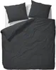 A top-down view of a dark gray duvet cover and two matching pillowcases laid out on a white surface. Produktbild-Vorschau