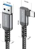 Two views of a USB-A to USB-C cable with dimensions indicated. Produktbild-Vorschau