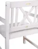 Close-up of the back of a white wooden bench. Produktbild-Vorschau