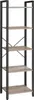 A tall, narrow, five-shelf bookshelf with a metal frame and wooden shelves, shown against a white background. Náhľad obrázku produktu