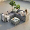 XXL PolyRattan Salon + Coffre de rangement Canapé de jardin Voir les images du produit 13
