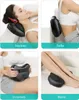 A collage of four images showing a massage pillow being used on different body parts. Produktbild-Vorschau