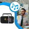 A man wearing headphones is singing along to music from a portable radio. Voir les images du produit