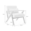 A white armchair with dimensions indicated by lines and text. Anteprima dell’immagine prodotto