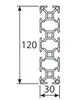 Länge 300mm - Aluminiumprofil 30x120L B-Typ Nut 8 (leicht), Produktbild-Vorschau 2