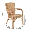 A rattan chair with dimensions indicated by measurement lines and text. Produktbild-Vorschau
