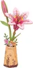 A 3D wooden model of a pink lily in a vase. Podgląd zdjęcia produktu