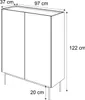 A line drawing of a cabinet with dimensions indicated. Produktbild-Vorschau