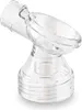 A clear plastic part for a breast pump, shown against a white background. Voir les images du produit