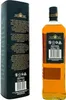 A bottle of Bushmills Black Bush whiskey and its cylindrical packaging are shown against a white background. Produktbild-Vorschau