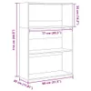 A diagram of a white bookshelf with dimensions indicated by text and lines. Náhľad obrázku produktu