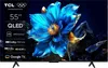 A TCL television displaying a vibrant blue flower with golden accents against a dark, rocky background. Produktbild-Vorschau