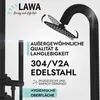 Marketing image for a shower system, highlighting its features and material. Produktbild-Vorschau