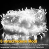 A tangled ball of white LED string lights against a black background, with text overlay describing features. Anteprima dell’immagine prodotto