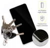 A smartphone screen protector is shown next to a set of keys, with marketing text and icons on the right side. Podgląd zdjęcia produktu
