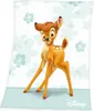 A cartoon deer on a light blue and white background with floral patterns. Produktbild-Vorschau