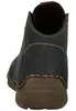 The back view of a blue leather boot with a brown sole. Produktbild-Vorschau
