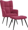 A burgundy velvet armchair and ottoman are displayed against a white background. Produktbild-Vorschau