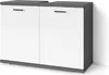 A modern bathroom vanity cabinet with two doors and a countertop. Produktbild-Vorschau