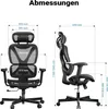 Sedia da ufficio ergonomica Wiltec con poggiatesta e Anteprima dell’immagine prodotto 3