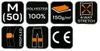 A grid of icons representing product features. Produktbild-Vorschau