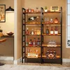 A multi-shelf industrial-style bookshelf filled with various bottles of alcohol and glassware, placed in a home bar or living room setting. Podgląd zdjęcia produktu