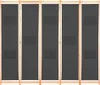 A five-panel room divider with dark gray fabric screens and light brown wooden frames, shown against a white background. Náhled obrázku produktu