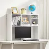 A white desk organizer shelf unit with a computer monitor and keyboard on a desk. Náhled obrázku produktu