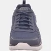 Front view of a navy blue Skechers sneaker. Voir les images du produit