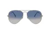 A pair of aviator sunglasses with silver frames and blue gradient lenses, presented on a white background. Produktbild-Vorschau