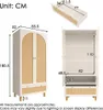 Weißer Landhausstil Kleiderschrank mit 2 Türen & Rattan, Produktbild-Vorschau 2