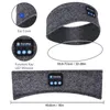 A collage of images showing a grey Bluetooth headband with various close-ups and dimensions. Náhľad obrázku produktu